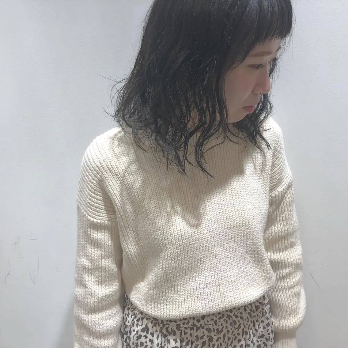 ミディアム パーマ ミディアムパーマ オン眉 江原 彩華のヘアスタイル