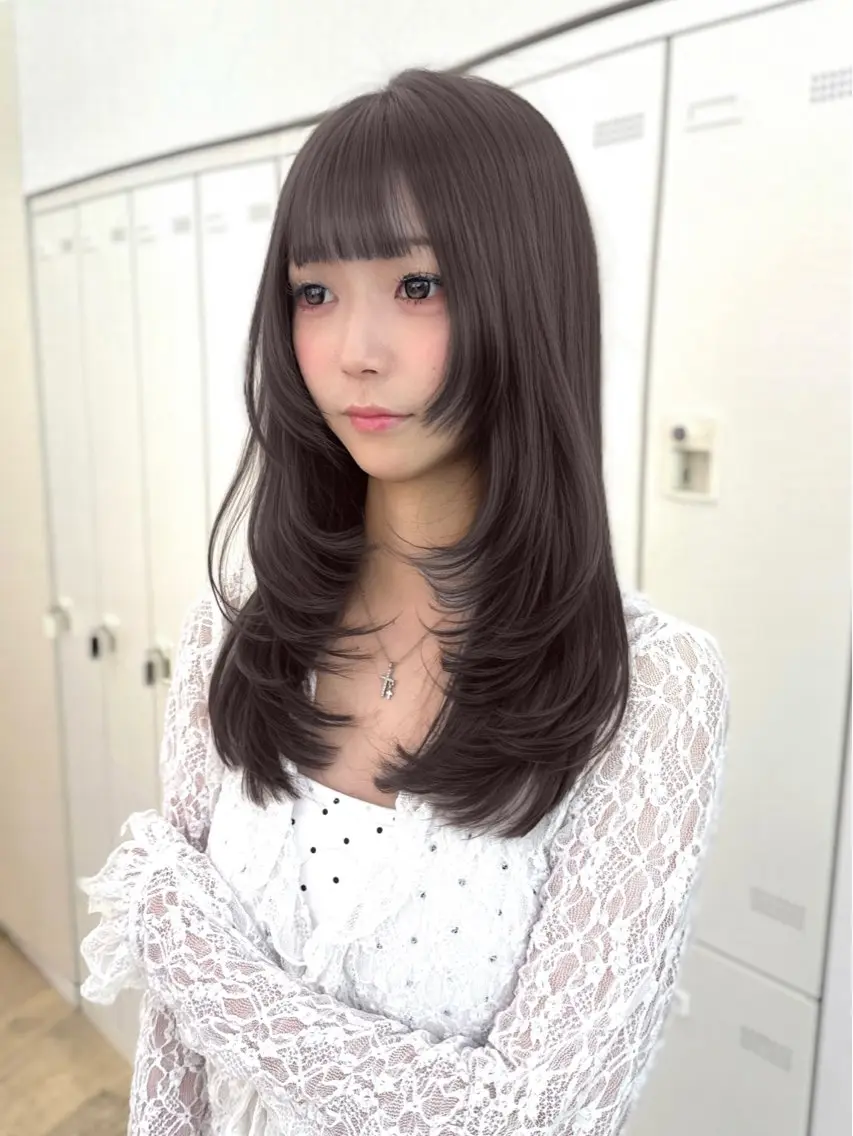ロング カット ヘアカラー NANO/ ブリーチ×レイヤーのヘアスタイル