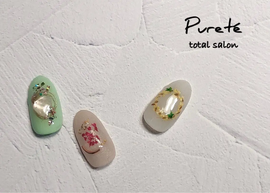 カラー ネイル アートネイル 春ネイル nailsalon Puretéのネイルデザイン
