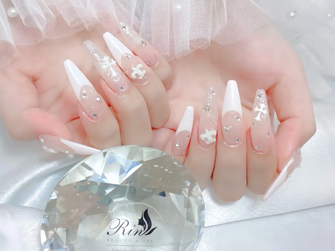 ネイル ブルー ジェルネイル ガーリー グラデーション グリーン ハンドネイル Rin Nail 新大久保店のネイルデザイン