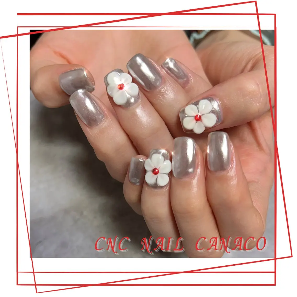 ネイル アートネイル 成人式 持ち込み シルバー ストーンネイル ハンドネイル ハンドケア ベテランネイル cnc  nailのネイルデザイン