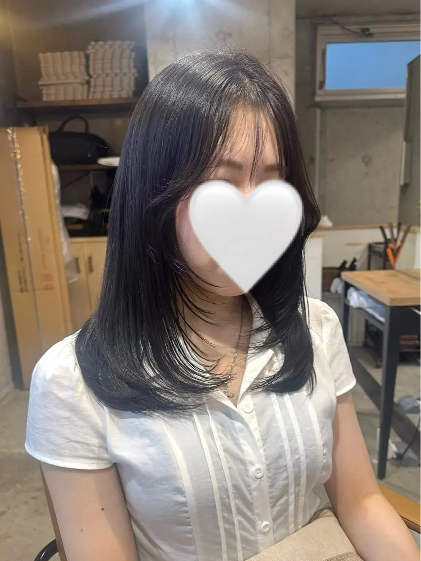 ミディアム カラー ヘアアレンジ レイヤーカット カット ヘアカラー トリートメント ヘッドスパ 顔まわり/艶カラー/ 🤎himari🤎のヘアスタイル