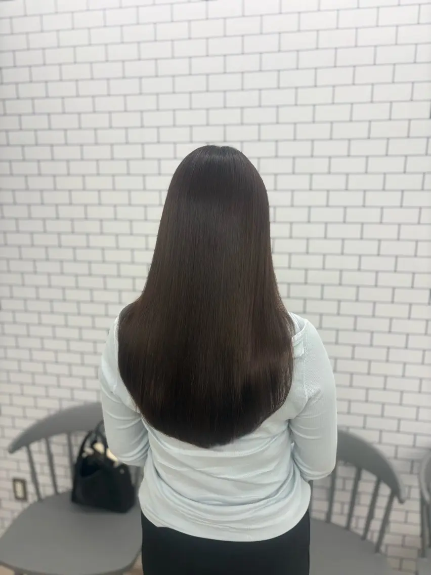 ロング カラー 縮毛矯正 カット ヘアカラー 縮毛矯正 レイヤー／髪質改善 ／YUのヘアスタイル