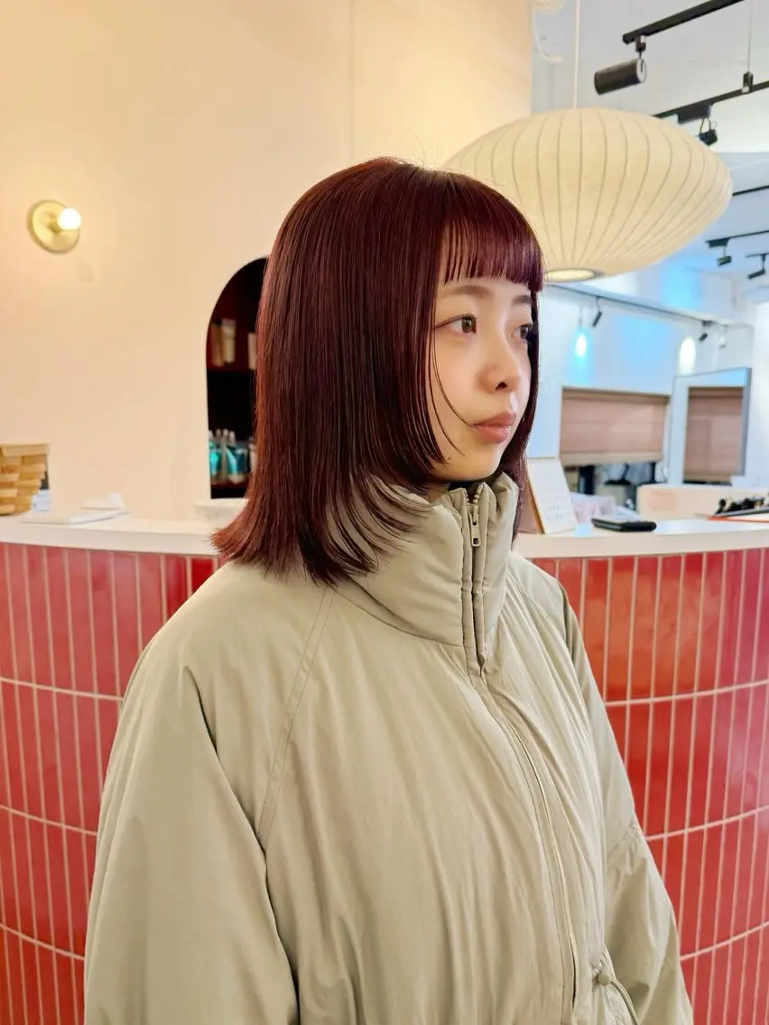 ミディアム カラー ブリーチ ダブルカラー ブリーチなしカラー レイヤーカット オン眉 ❤️アヤカ レイヤーカット❤️のヘアスタイル