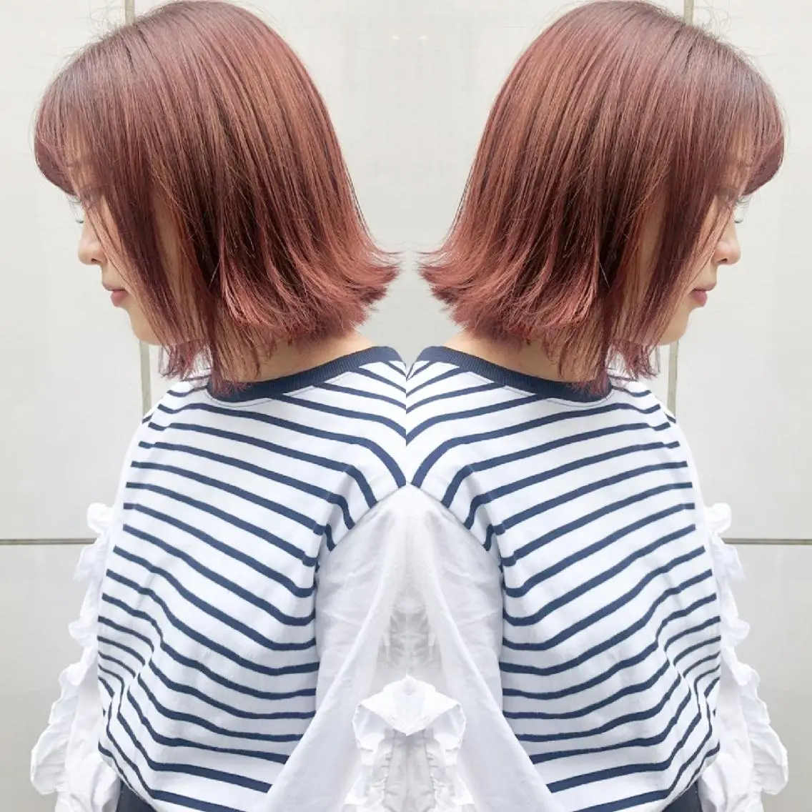 ミディアム カラー ピンクカラー 竹内啓太 ボブのヘアスタイル