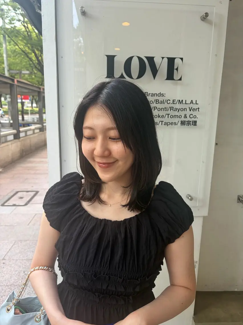 ミディアム カット ヘアカラー トリートメント 井上星良 パーマ　髪質改善のヘアスタイル