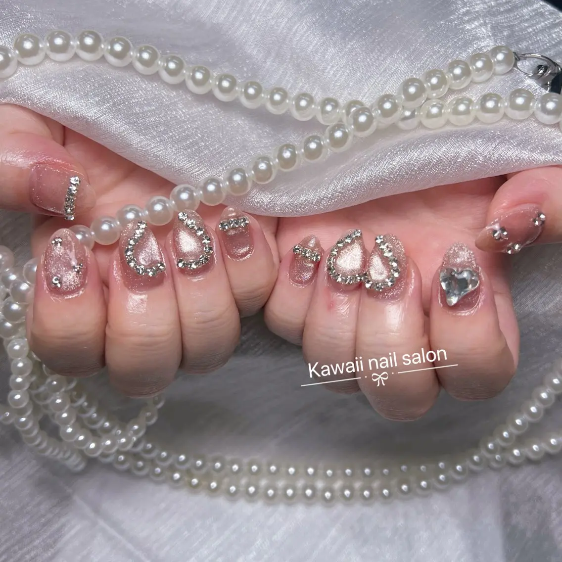 ネイル チークネイル ドット フレンチネイル 韓国ネイル レース Kawaii _Nailのネイルデザイン