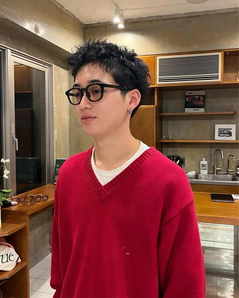 ショート パーマ メンズ ブリ—チ🎨パ—マ 🌿表参道ちえ🌿のヘアスタイル