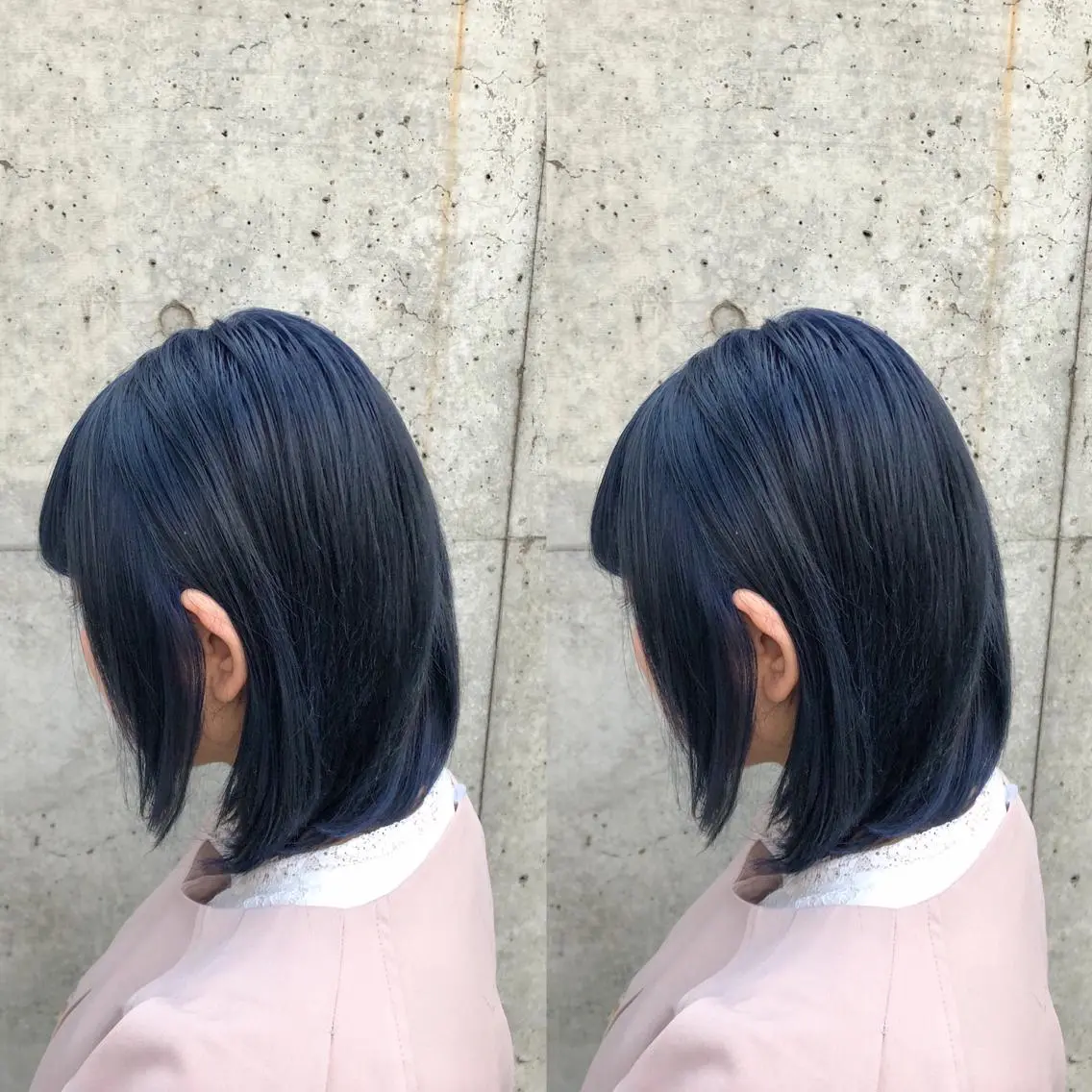 ミディアム カラー ヘアアレンジ メンズ キッズ ネイビーカラー ヘアカラー トリートメント 💟Chloe原宿店 🩶ハイトーンのヘアスタイル