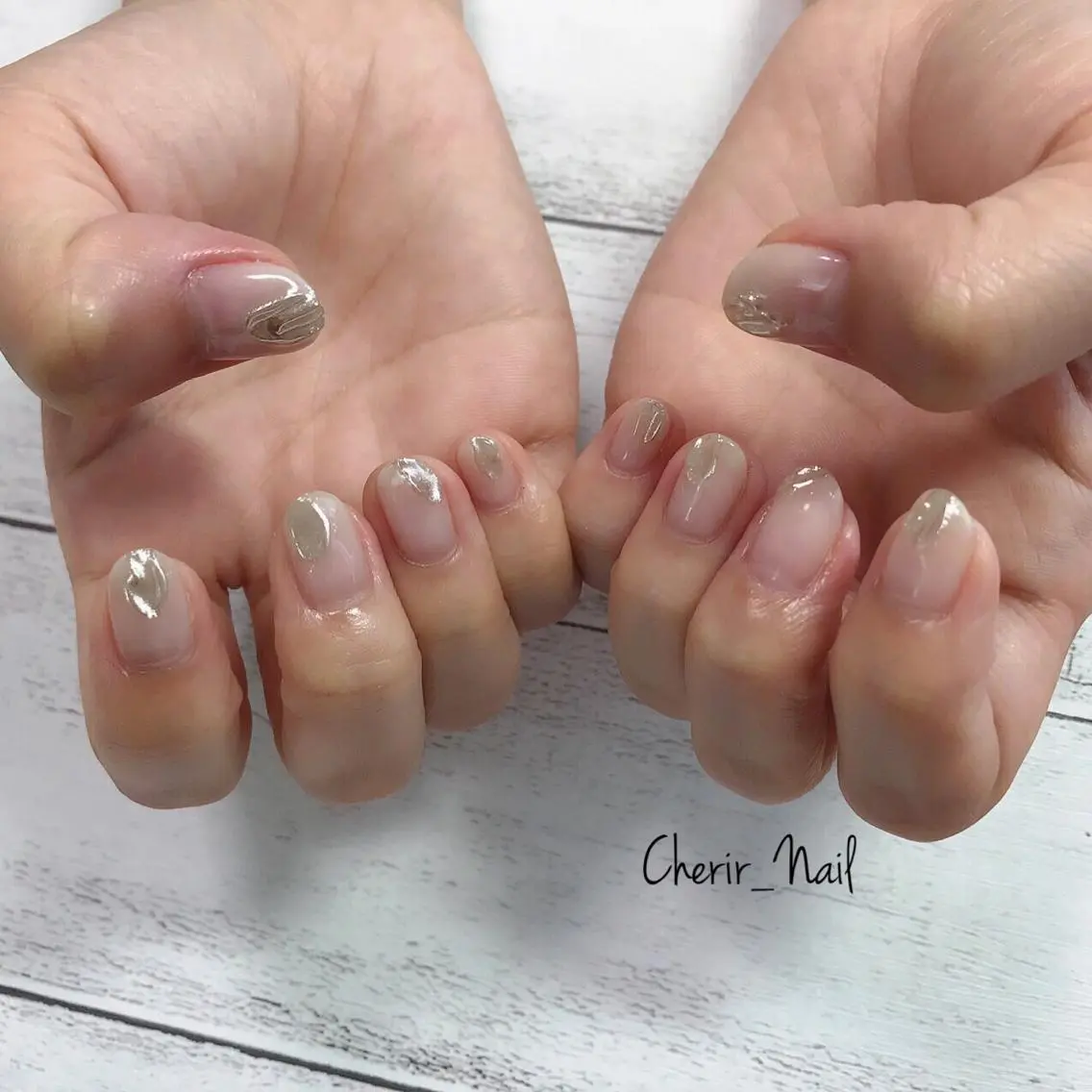 ネイル アートネイル クリアネイル ミラーネイル ニュアンスネイル ワンカラーネイル Cherirnail kaoriのネイルデザイン