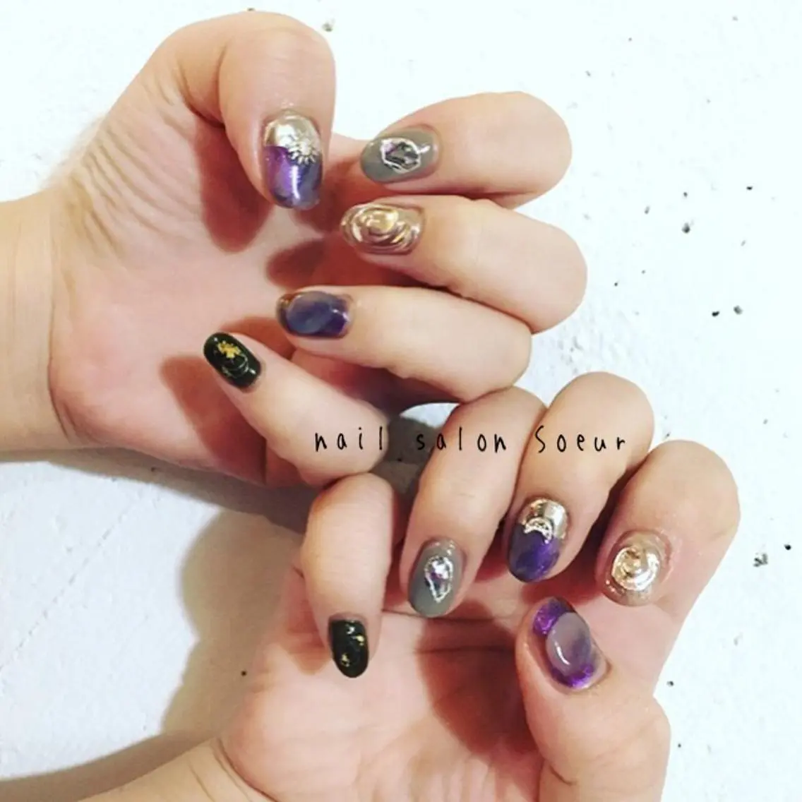 ネイル アートネイル 長さ出し ジェルネイル マットネイル ミラーネイル ハンドネイル nail salon Soeurのネイルデザイン