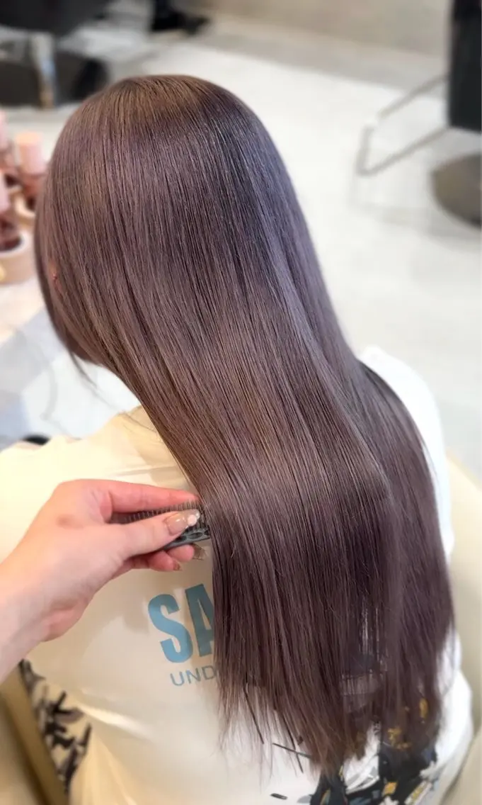 ロング カラー ブリーチ ケアブリーチ 透明感カラー ハイトーンカラー ラベンダーカラー ヘアカラー 岡山ハイトーン/ 透明感カラー/赤木雅のヘアスタイル