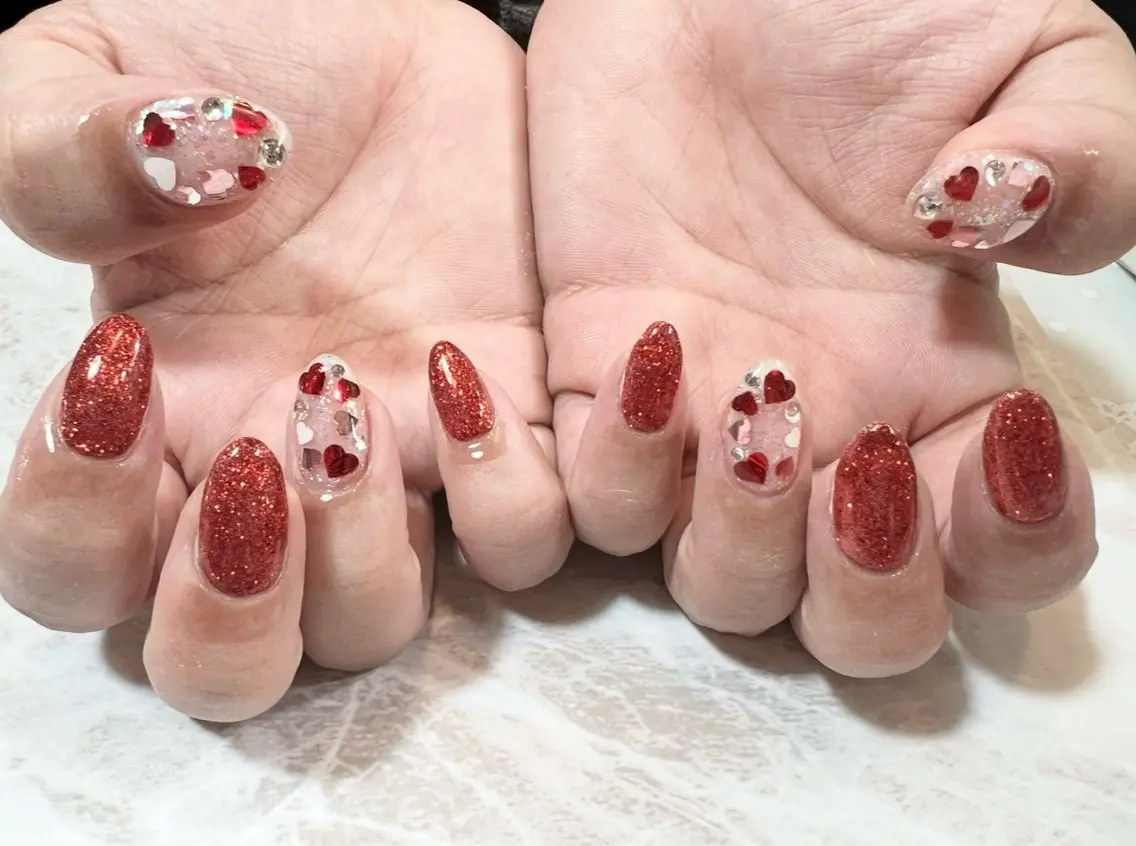 ネイル ハート バレンタイン Alococo nail🎀miyuのネイルデザイン