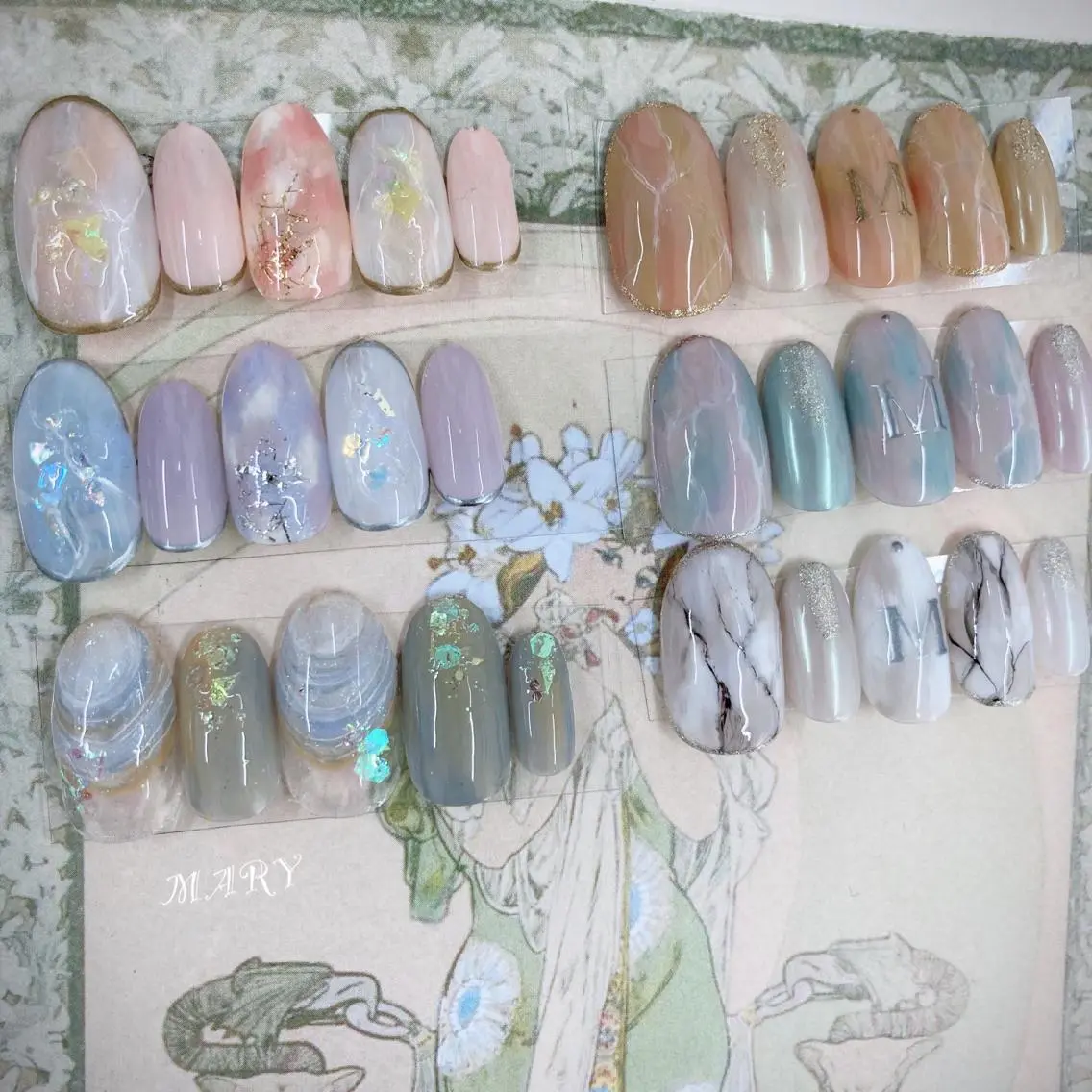 ネイル 大理石ネイル(マーブル) ニュアンスネイル ワンカラーネイル パステルネイル 春ネイル ハンドネイル Mary nail .narumiのネイルデザイン