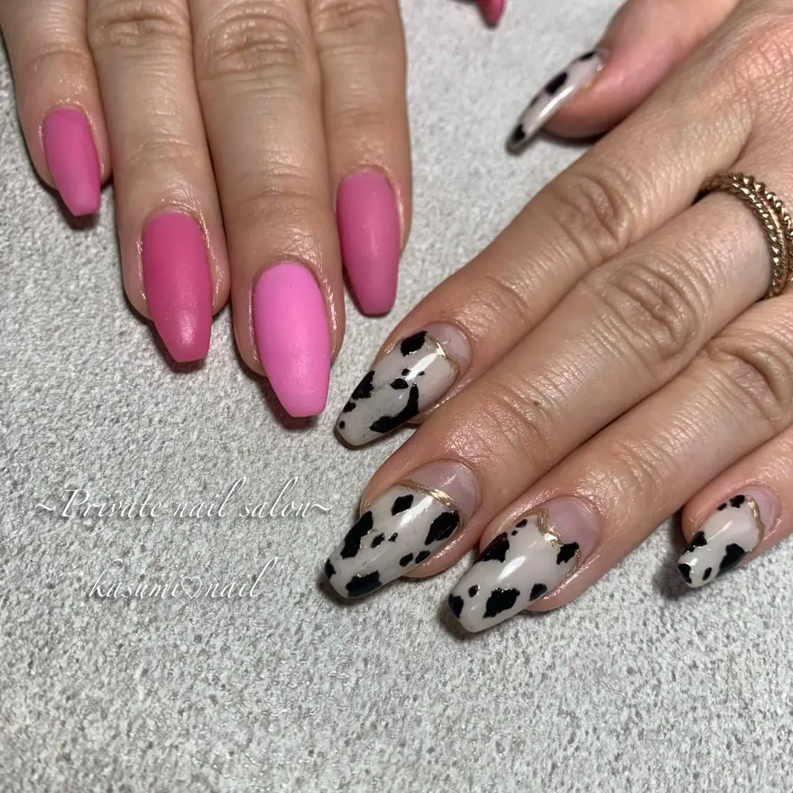 ネイル アニマル柄 ミラーネイル ニュアンスネイル KASUMI♡ Nailのネイルデザイン
