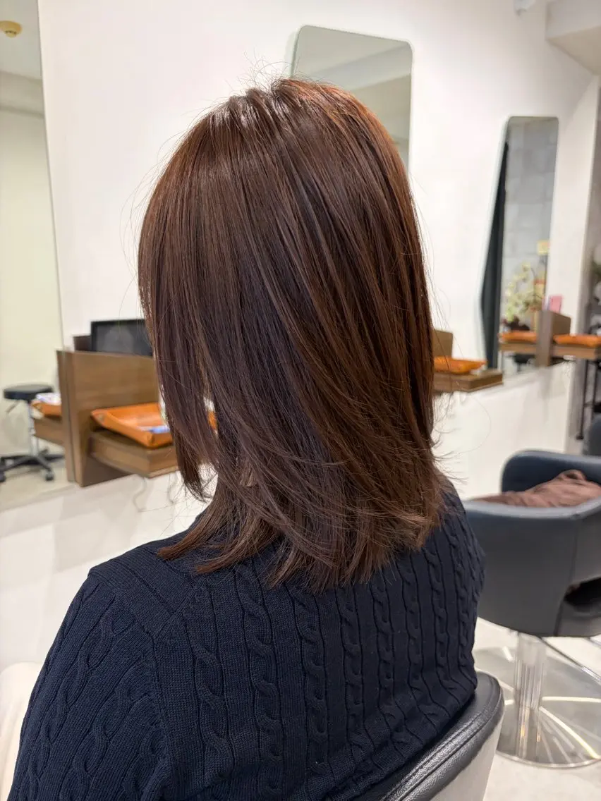 ミディアム トリートメント カット ヘアカラー トリートメント 銀座/髪質改善/ 艶感カラー/岸田佳祐のヘアスタイル