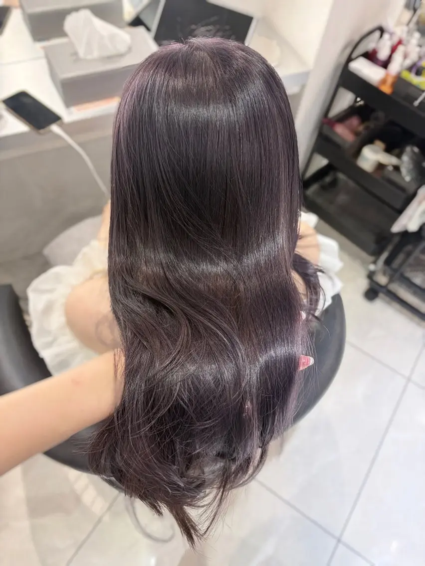 ロング カラー グレージュ ラベンダーカラー ラベンダーグレージュ ラベンダーグレー カット ヘアカラー トリートメント 韓国レイヤー×モテ髪 /MITSUKI🤍のヘアスタイル