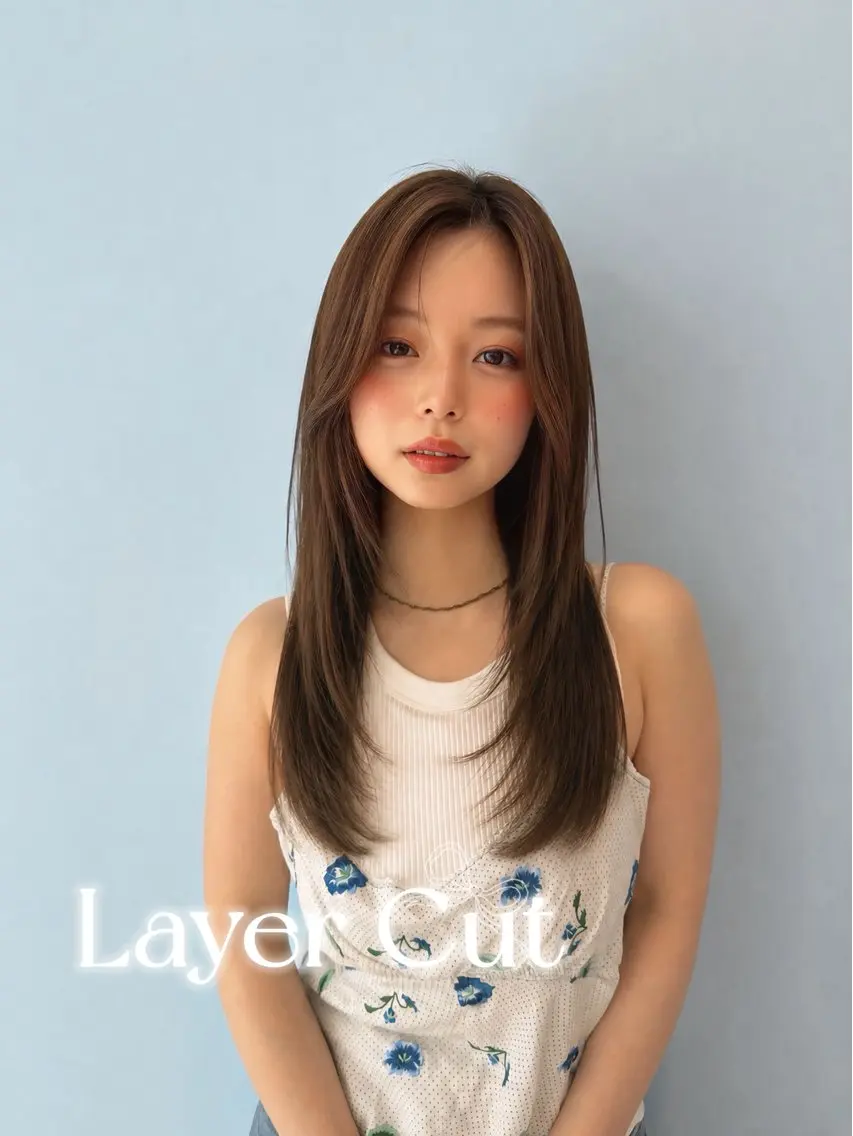 ロング 🩵HIYORI /栄/レイヤーカットのヘアスタイル
