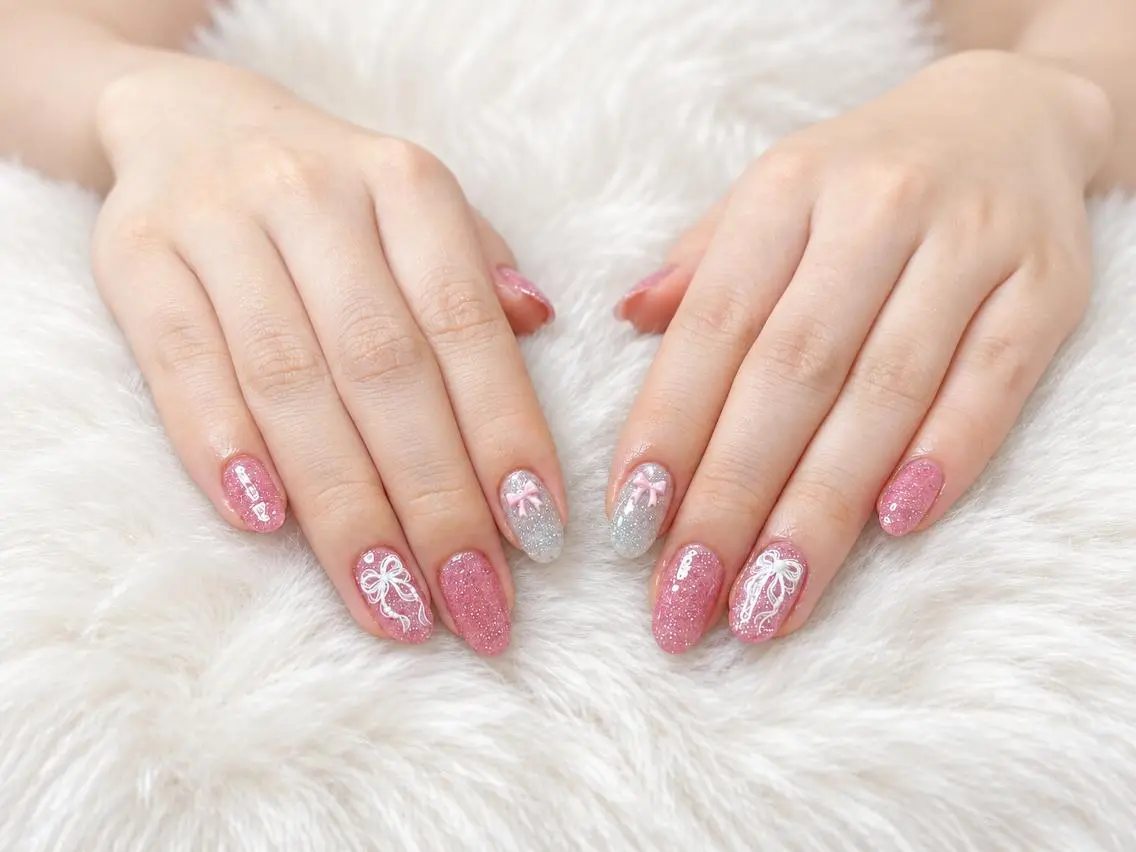 ネイル ジェルネイル ガーリー キラキラネイル 韓国ネイル 持ち込み ハンドネイル 高山ルコ(NAIL) 店長のネイルデザイン