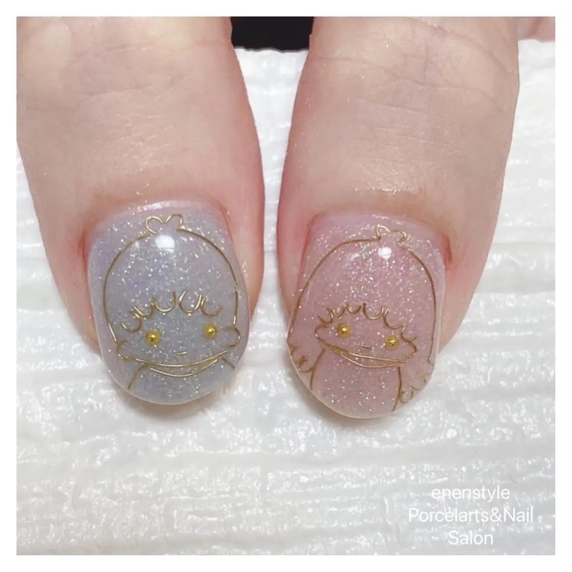 ミディアム ネイル ハンドネイル 🐾enen style 🐾のネイルデザイン