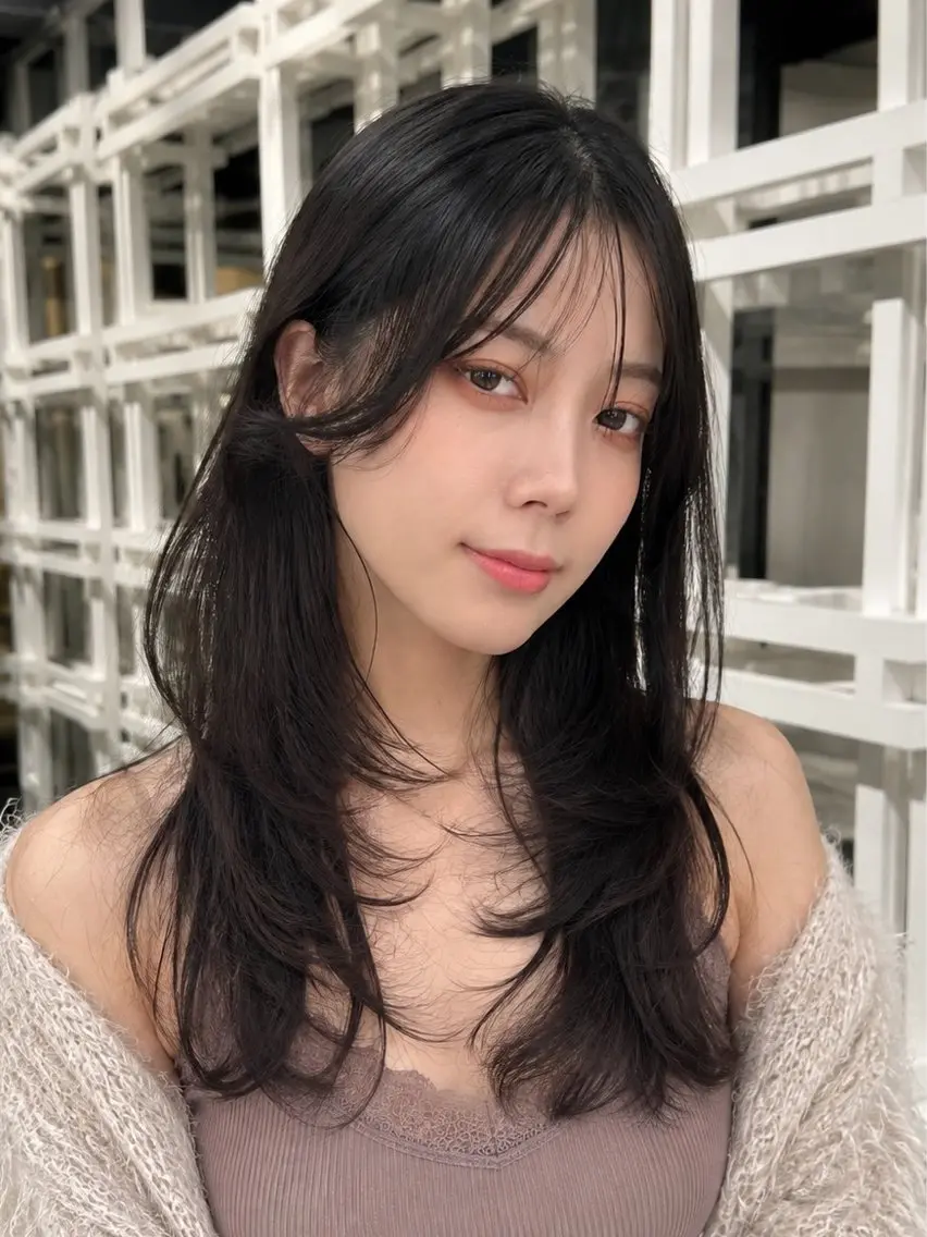 ロング カット ヘアカラー トリートメント 恵比寿結べるレイヤー 地毛風カラー大場のヘアスタイル