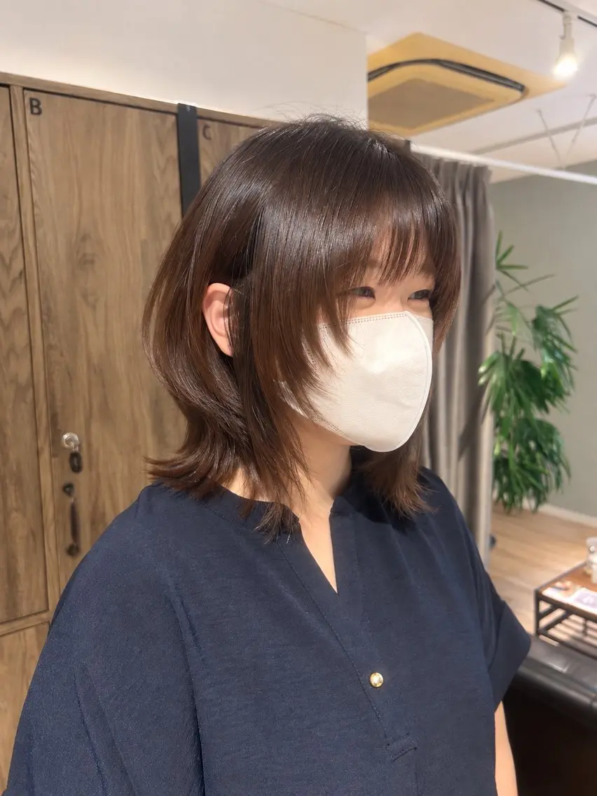 ミディアム 顔周りカット レイヤーカット ウルフカット ウルフレイヤー カット たけむら まひろ✨️ /透明感/レイヤーのヘアスタイル