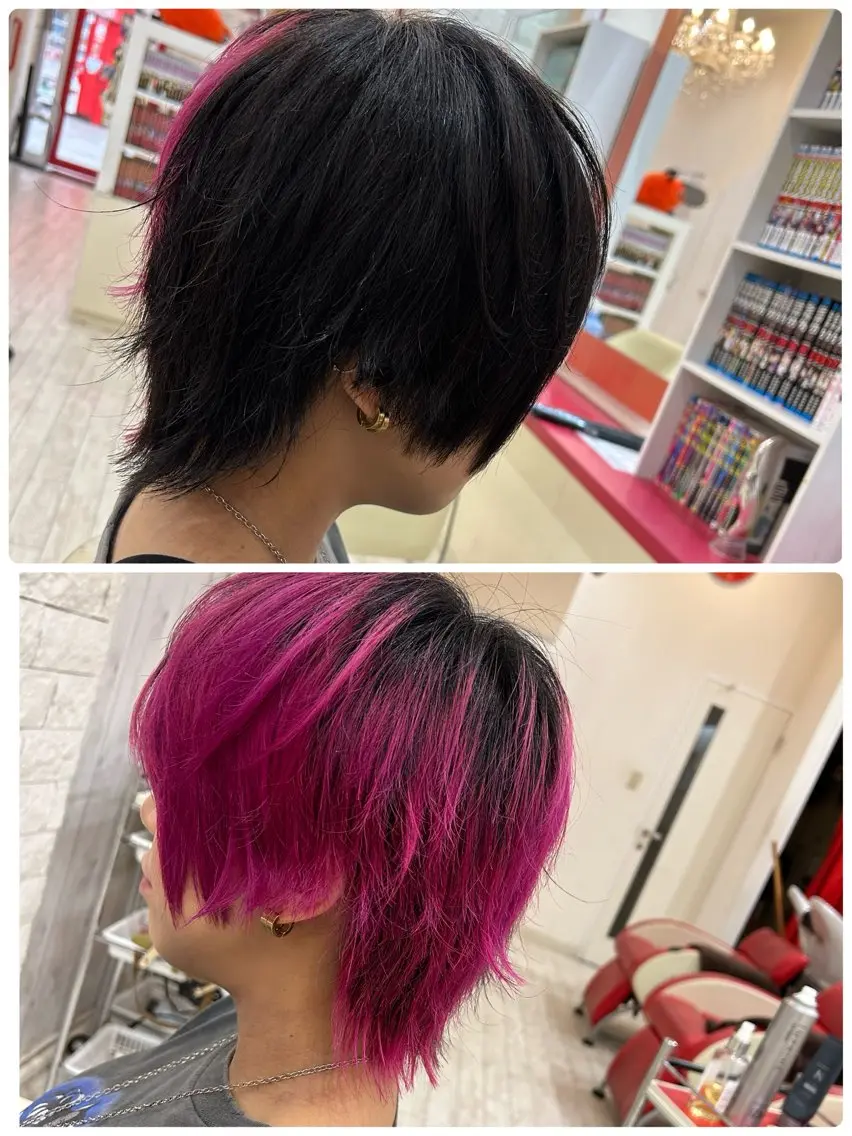 ショート ヘアアレンジ ウルフカット 今村公介 ブリーチ特化、派手髪のヘアスタイル