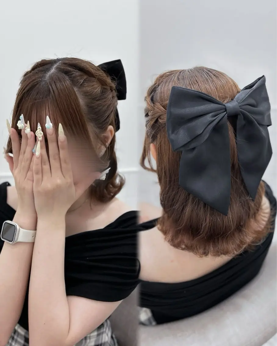 ミディアム ヘアアレンジ ハーフアップ ヘアセット 徳倉 碧葉のヘアスタイル
