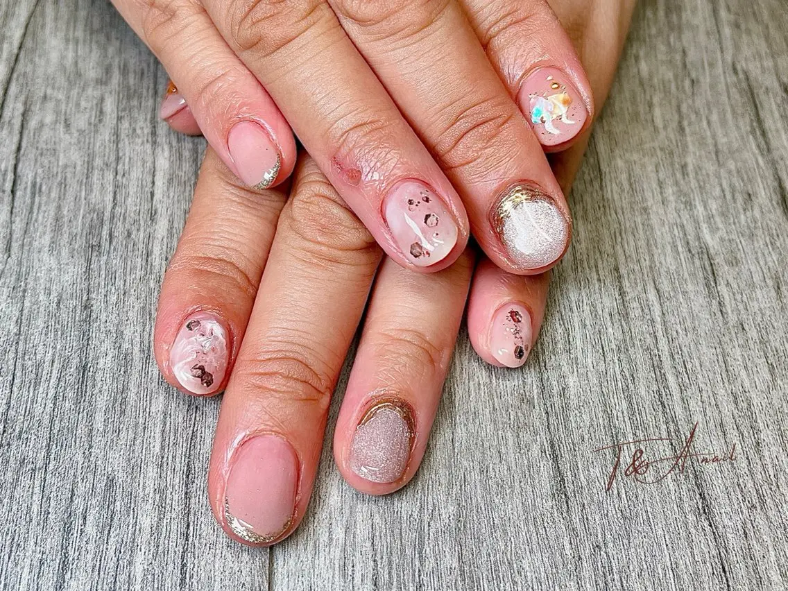 ネイル ジェルネイル マグネットネイル ニュアンスネイル スカルプネイル ショートネイル T&A nailのネイルデザイン