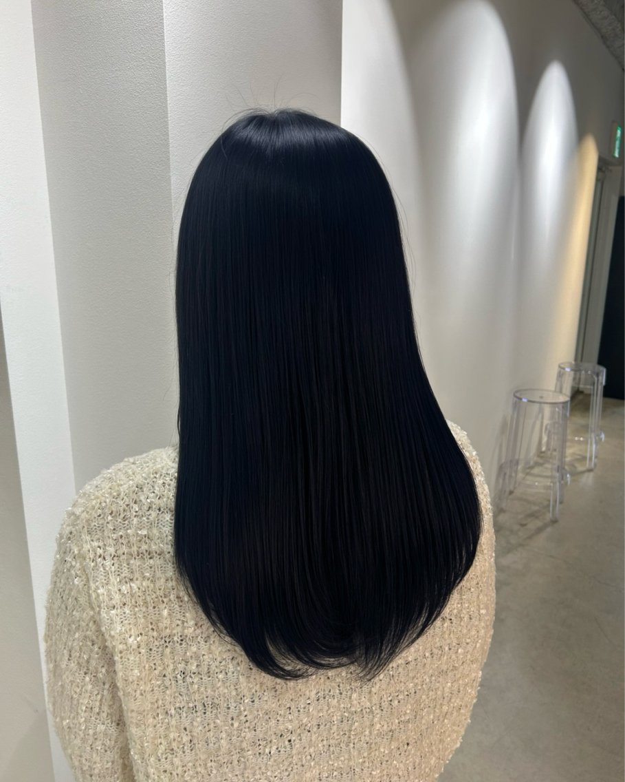 カラー 黒髪 ブルーカラー ブルーブラック 透明感カラー ネイビーカラー 福井 莉奈/ALLHAIRのヘアスタイル