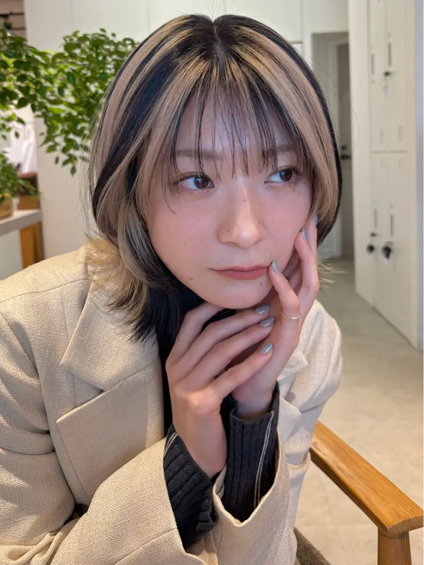 ミディアム カラー デザインカラー 🫧nari🫧 谷町 大阪のヘアスタイル