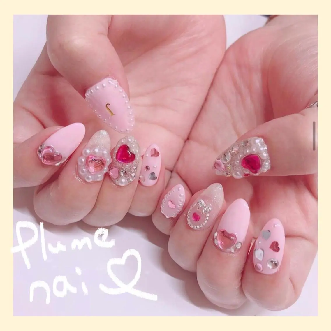 ネイル アートネイル ハート キラキラネイル 韓国ネイル ラメ(グリッター) ハンドネイル plume nail ☆韓国ネイルのネイルデザイン