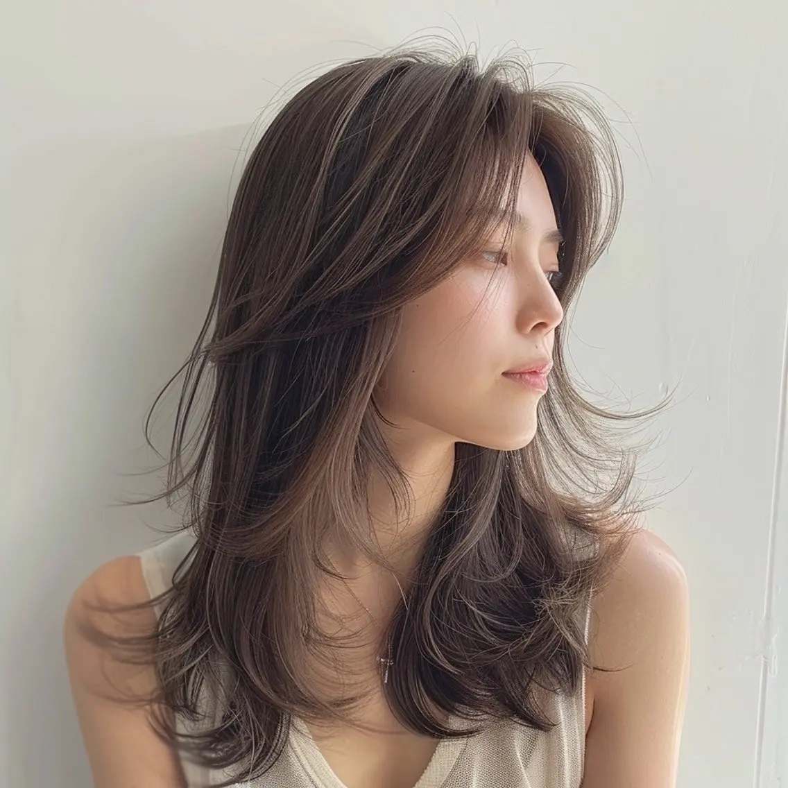 ミディアム カット ヘアカラー トリートメント しもかわ かほのヘアスタイル