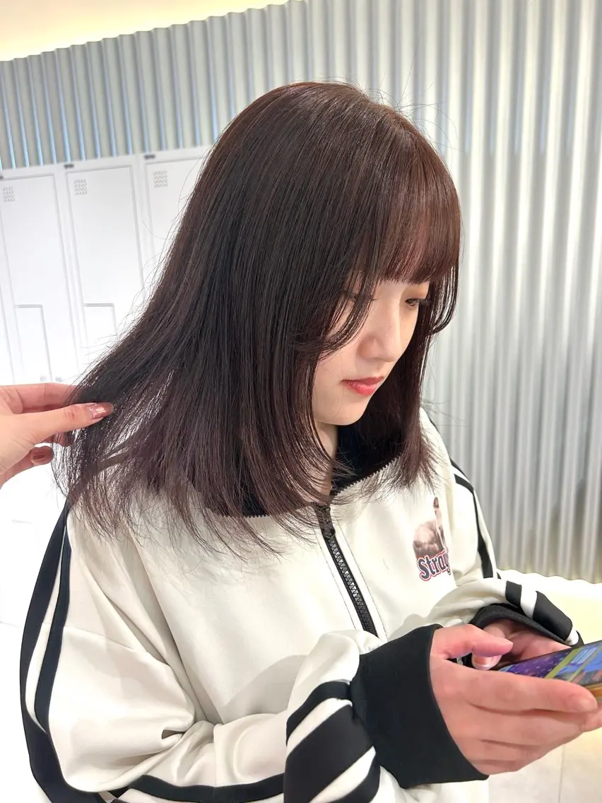 セミロング カラー ラベンダーカラー レイヤーカット 🫒オリーブ/透け感 レイヤー🌿モエカのヘアスタイル