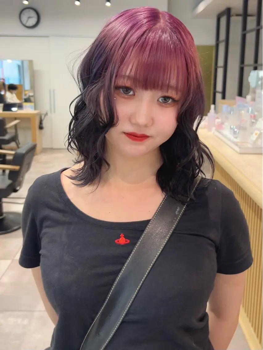 ミディアム カラー ブリーチ ダブルカラー イルミナカラー ブリーチなしカラー ボブ カット ヘアカラー トリートメント LUCK 本厚木店のヘアスタイル