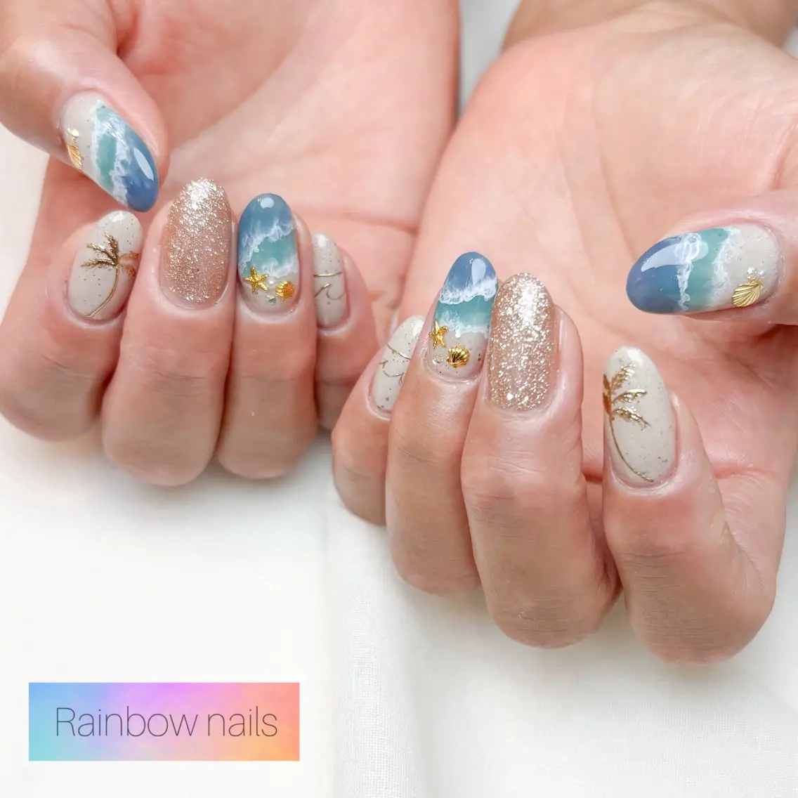 ネイル ハンドネイル Rainbow nailsくろちゃんのネイルデザイン