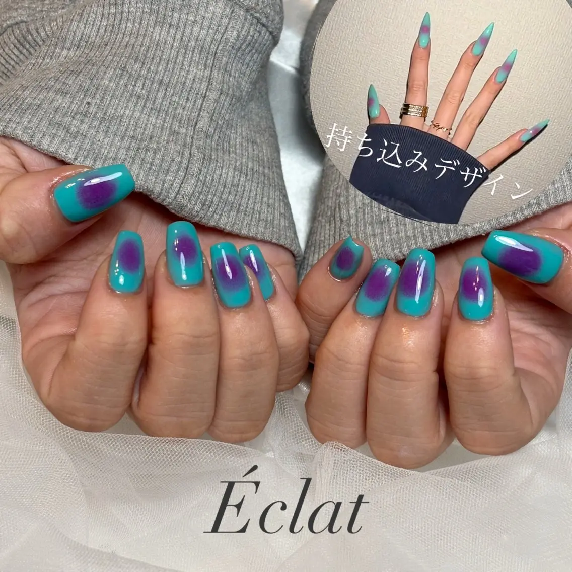 ネイル チークネイル 持ち込み ハンドネイル nail salon Éclatのネイルデザイン