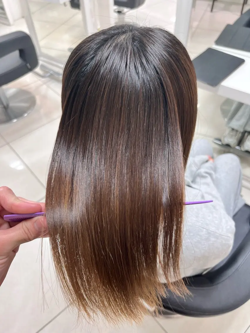 ミディアム カット 縮毛矯正 トリートメント 縮毛矯正指名No.1 艶カラー/SHIMAのヘアスタイル
