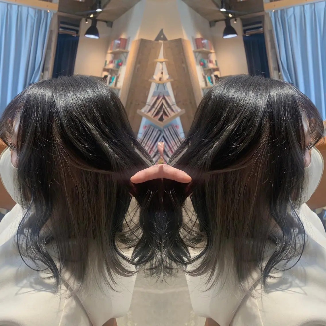 ミディアム カラー シルバー 韓国🇰🇷 ✂︎hair 内田愛のヘアスタイル