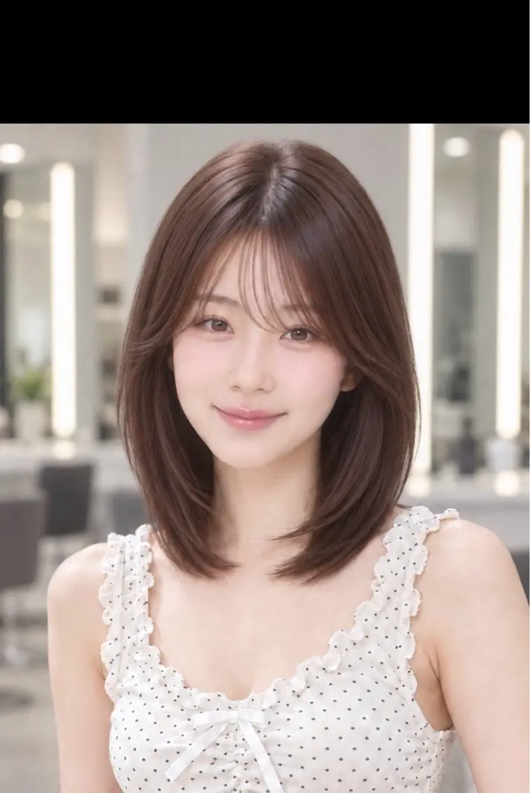 ミディアム ミディアムレイヤー くびれヘア 顔周りカット ハッシュカット 髪質改善 カット ヘアカラー トリートメント 渋谷/髪質改善🫧 韓国/レイヤー/会田のヘアスタイル