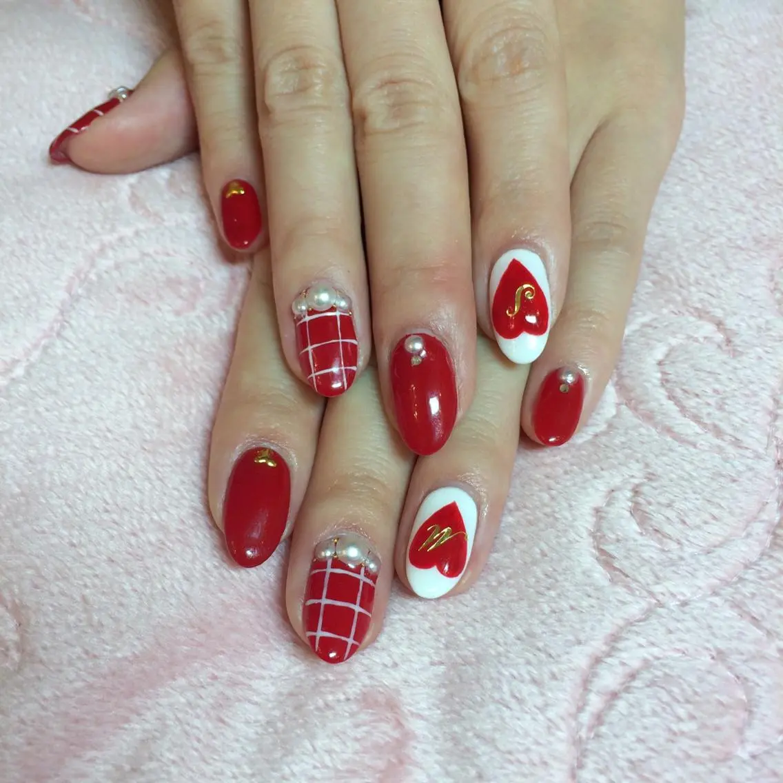 ネイル ハート 赤色 ハンドネイル chii nailのネイルデザイン