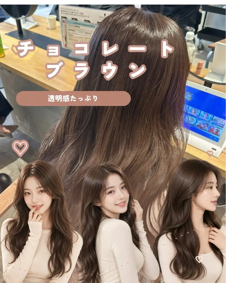 ロング カラー ブラウンカラー チョコレートブラウン カット ヘアカラー 艶感カラー/韓国風 レイヤー/meguのヘアスタイル