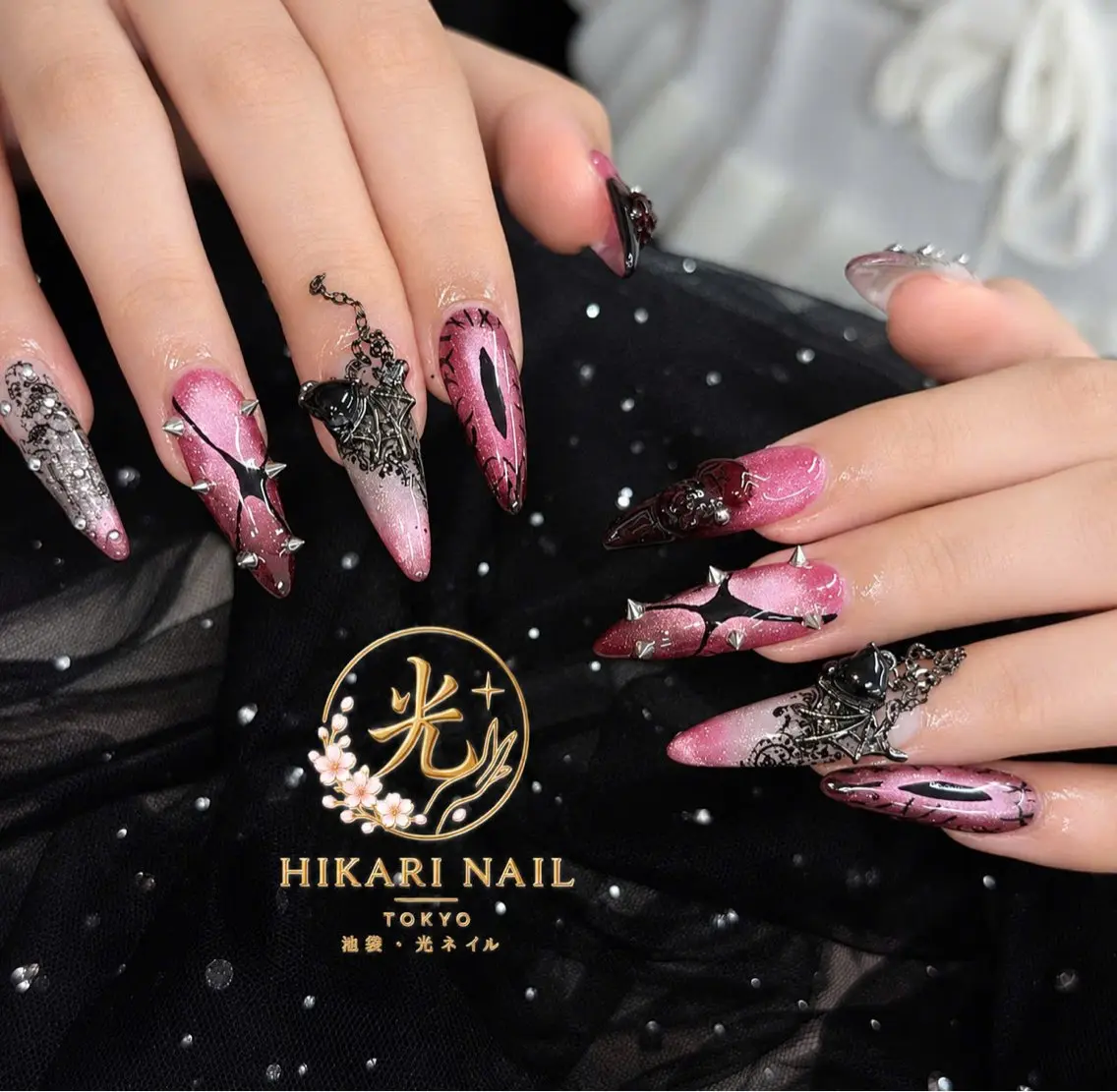 ネイル チークネイル 長さ出し フレンチネイル ガーリー ハロウィン ハンドネイル HikariNail Ikebukuroのネイルデザイン