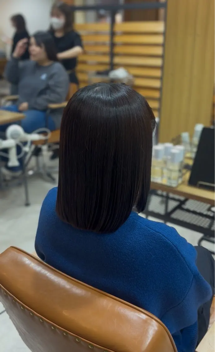 ミディアム カット 縮毛矯正 トリートメント HONOKA/矯正/ ボブ/艶感カラーのヘアスタイル