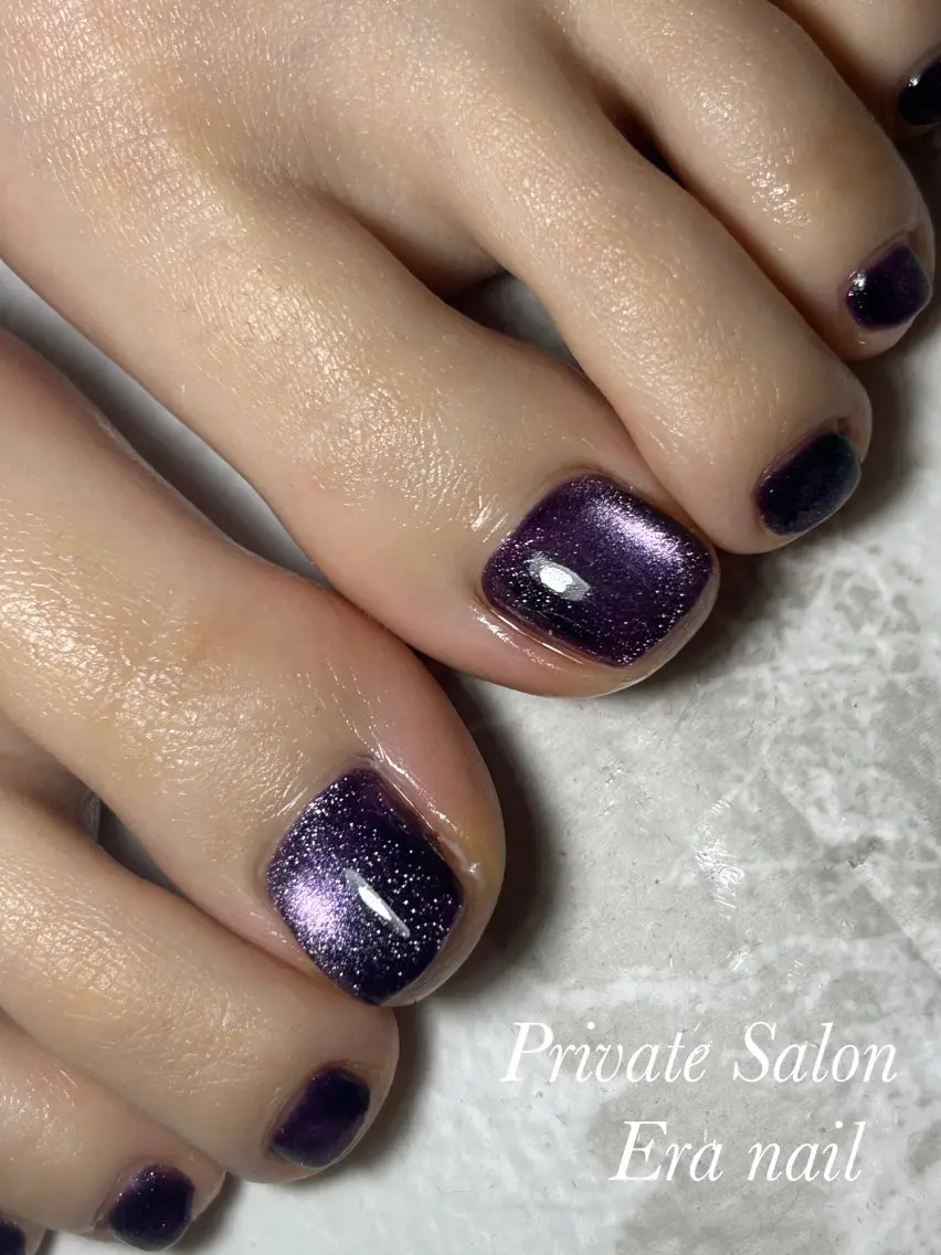 ネイル フットネイル マグネットネイル マグネットワンカラー ワンカラーネイル フットネイル Era nailのネイルデザイン