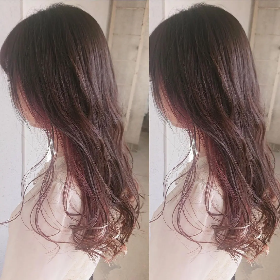 ミディアム カラー インナーカラー ピンクカラー yoshi （髙橋）のヘアスタイル