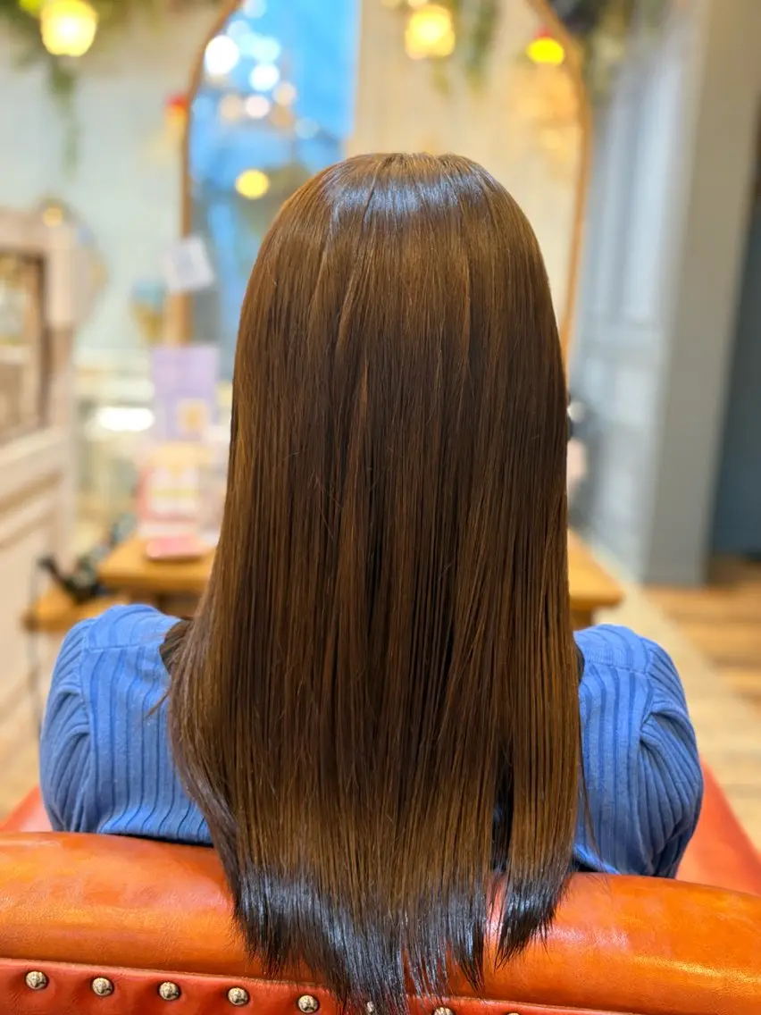 ロング カラー ヘアアレンジ オリーブカラー オレンジ GLanz 朱蒙のヘアスタイル