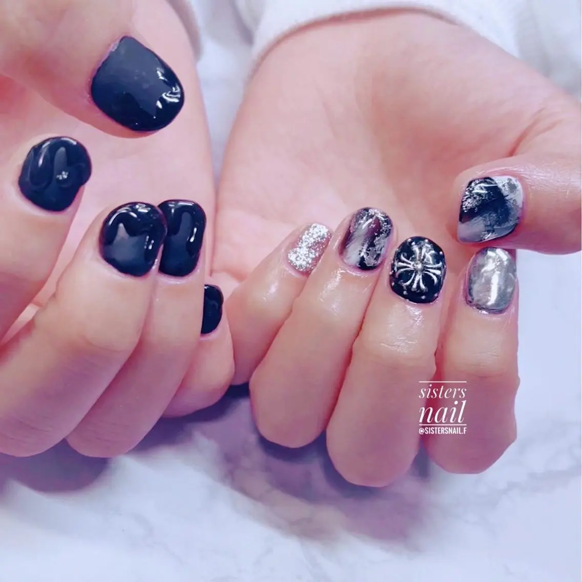 ネイル アートネイル ミラーネイル ニュアンスネイル 夏ネイル sisters nail.fのネイルデザイン