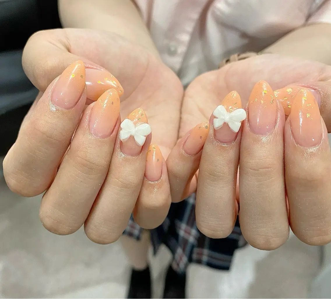 ネイル オーロラネイル オレンジ ハンドネイル Salon Ｋのネイルデザイン