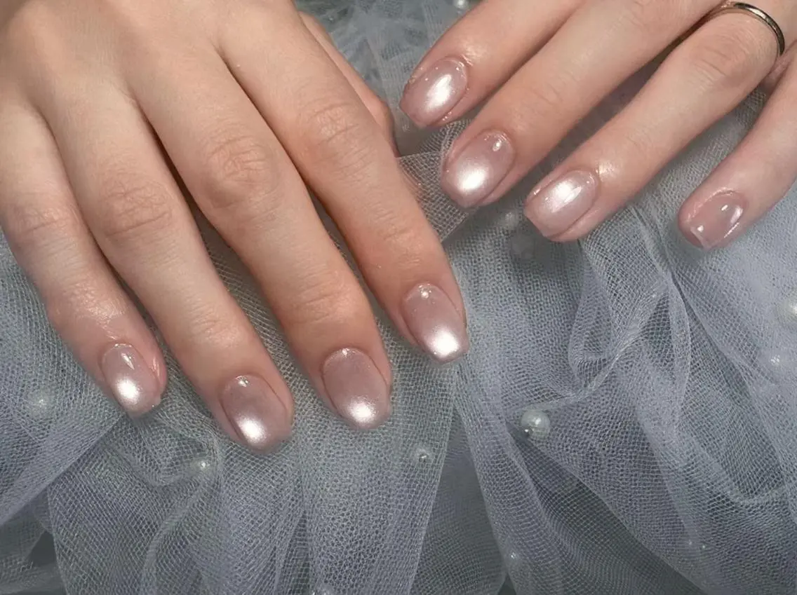ネイル フレンチネイル ジェルネイル ガラスフレンチ 韓国ネイル マグネットネイル The  Nail 新大久保店のネイルデザイン